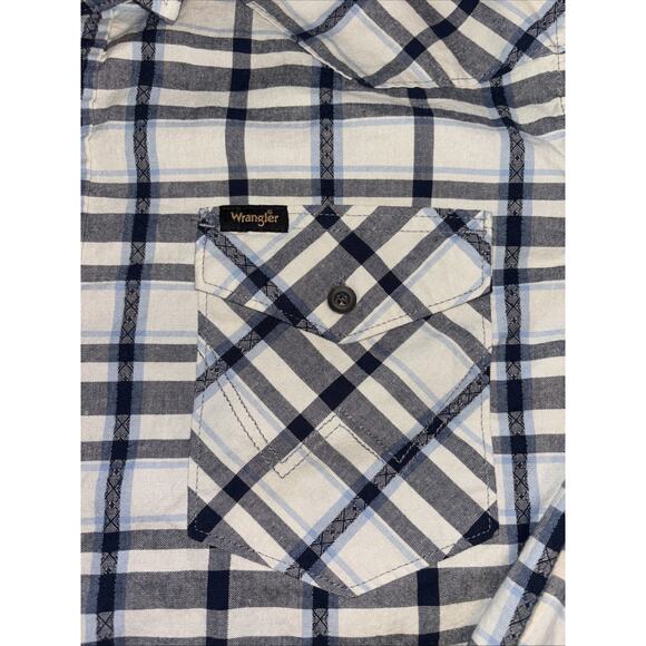 Wrangler Button Up Shirt Mens Large Black Plaid Long Sleeve Western Cowboy Ranch - Picture 8 of 11